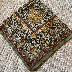 Handmade 100% Silk Tiger Animal Print Double Sided Scarf. NWOT!